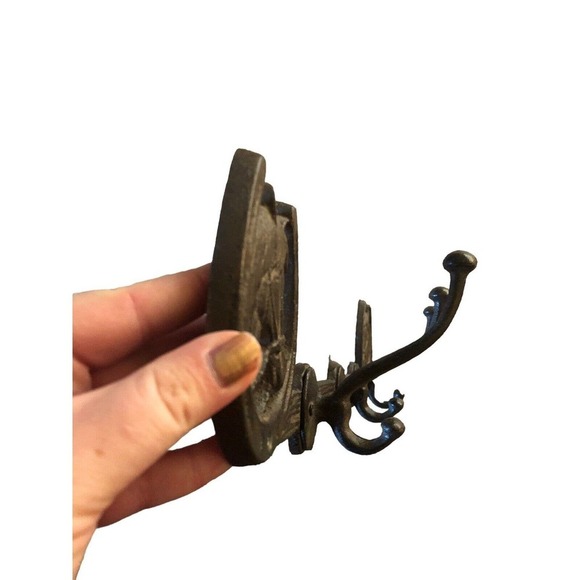 Vtg Horse Horseshoe Coat Rack Hooks Towel Hanger Western Primitive Cast Iron 23" - Picture 6 of 8